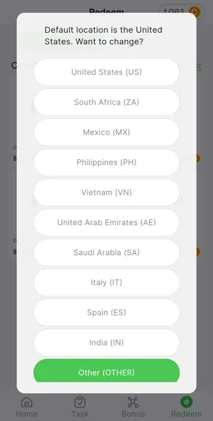 list of countries supported in WalkTask app