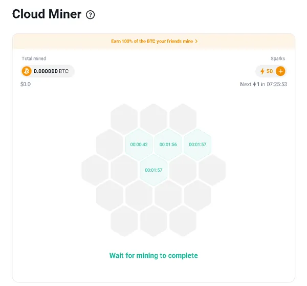 The Cloud Miner on YouHodler lets you mine blocks if you have Sparks to spend