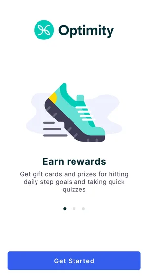 Earn Optimity rewards easily by walking, and doing quizzes