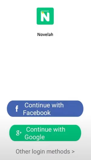 how to register Novelah app using social media accounts like Facebook or Google