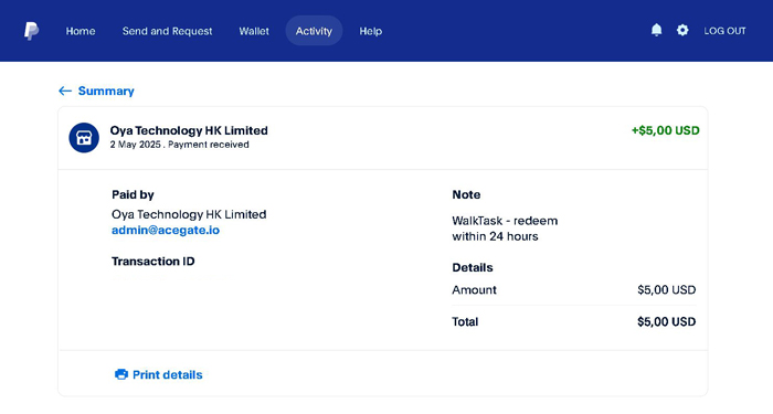 WalkTask Review - LEGIT or SCAM - Can You Really Get Paid to Walk? Walktask app payment proof received in PayPal account on May 02, 2025