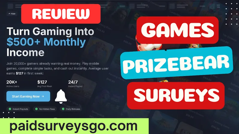 PrizeBear review and how to get paid for games and surveys