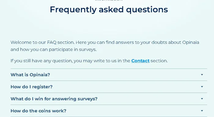 Technical support provided through Opinaia Frequently asked questions