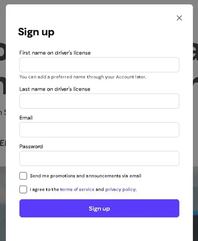 Turo Host Review: How to Earn and Get Paid Turo Host sign up form
