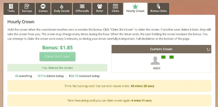 TimeBucks: Is It Legit? Review and Payment Proof TimeBucks Hourly Crown