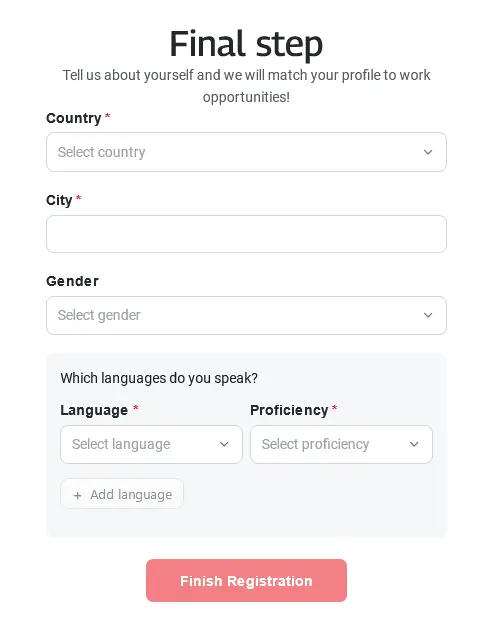 Populii sign up form final step