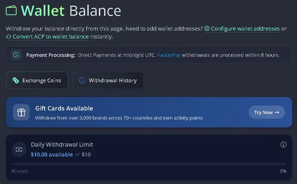FireFaucet payment methods