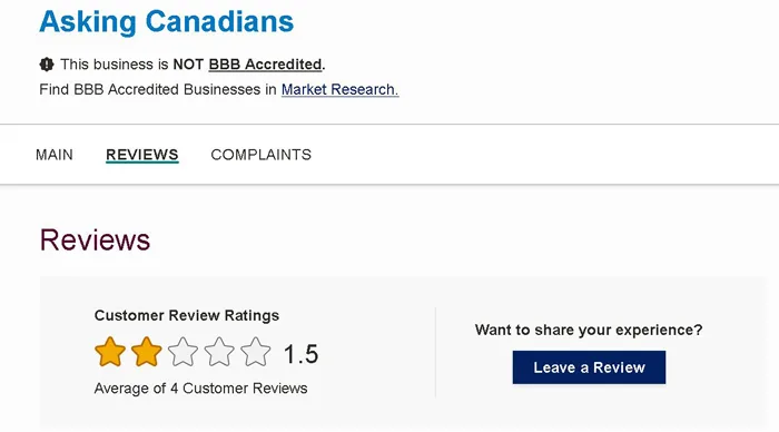 AskingCanadians on Better Business Bureau