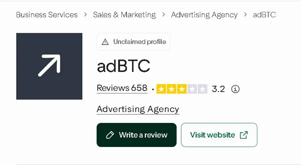 adBTC on Trustpilot