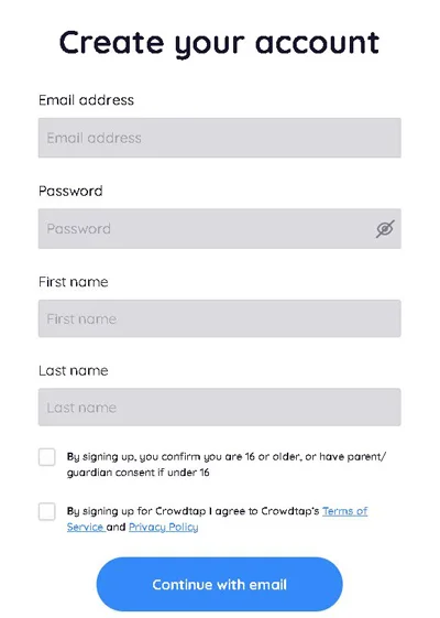 CrowdTap sign up