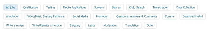 Microworkers categories