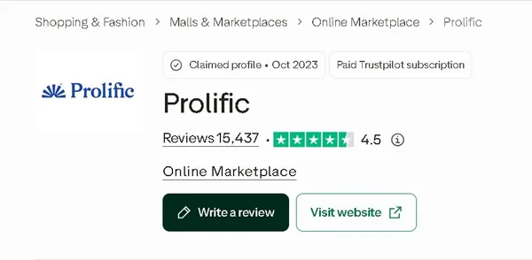 Prolific Trustpilot Reviews