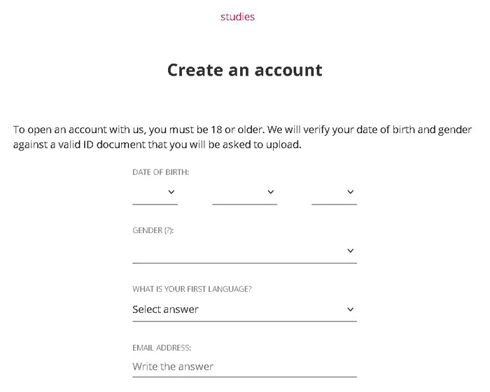 Testable Minds sign up form