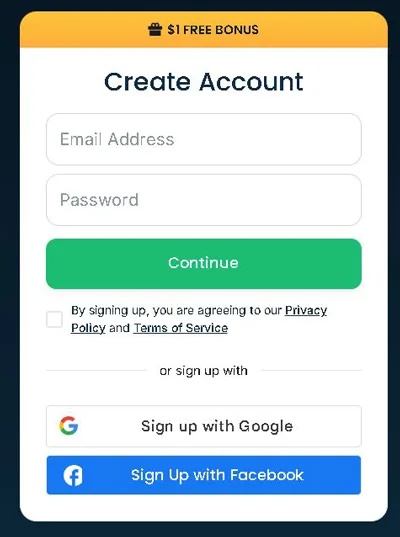 ZoomBucks sign up form